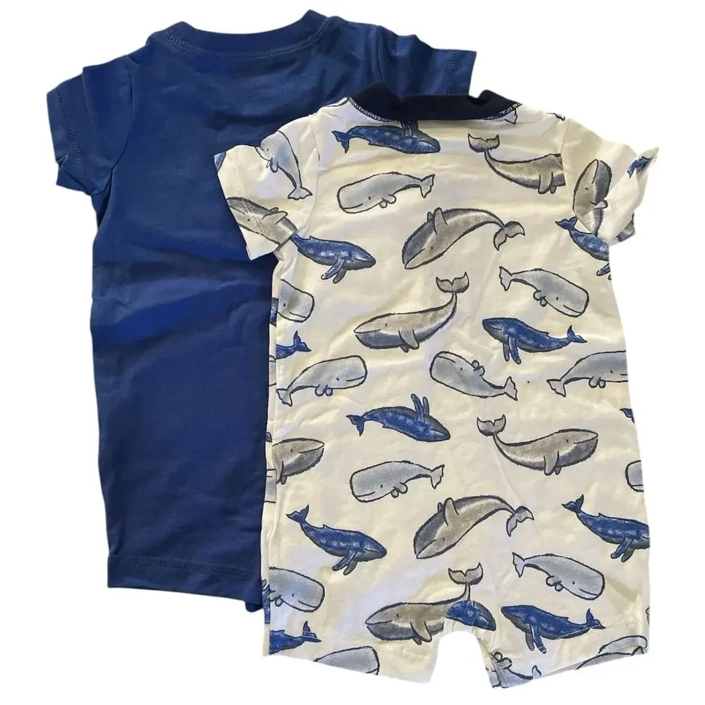 Carter's Baby Blue Whale 2 piece Bodysuit Set 6M